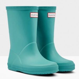 Hunter Rain Boots Green/Teal blue Kids Waterproof